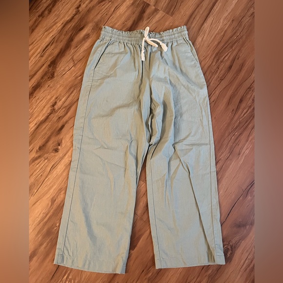 J. Crew Wide Leg Linen Drawstring Pants - light green - Picture 1 of 3